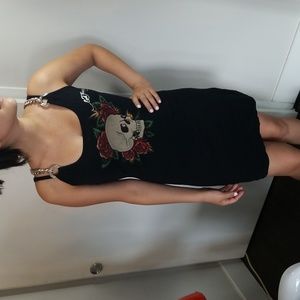Ed Hardy skull with Roses/ chain XS Dress